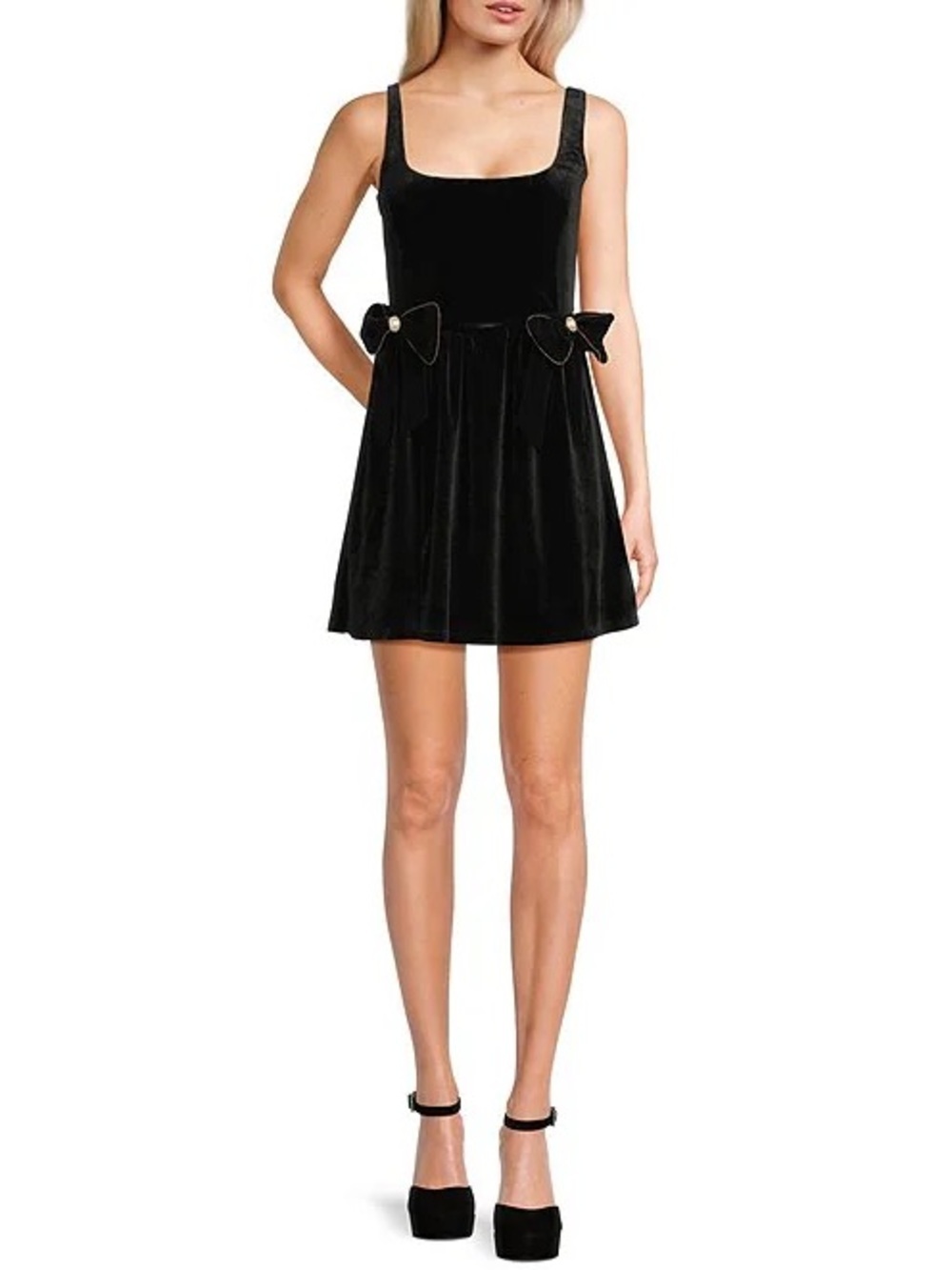 Blu Pepper NWT Velvet Pearl Bow Front Mini Dress Sz M Juniors
